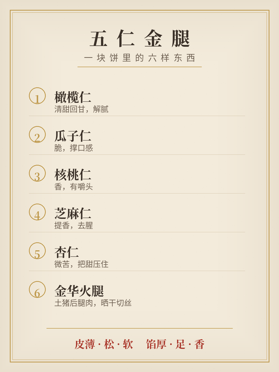 五仁金腿，一块饼里的六样东西